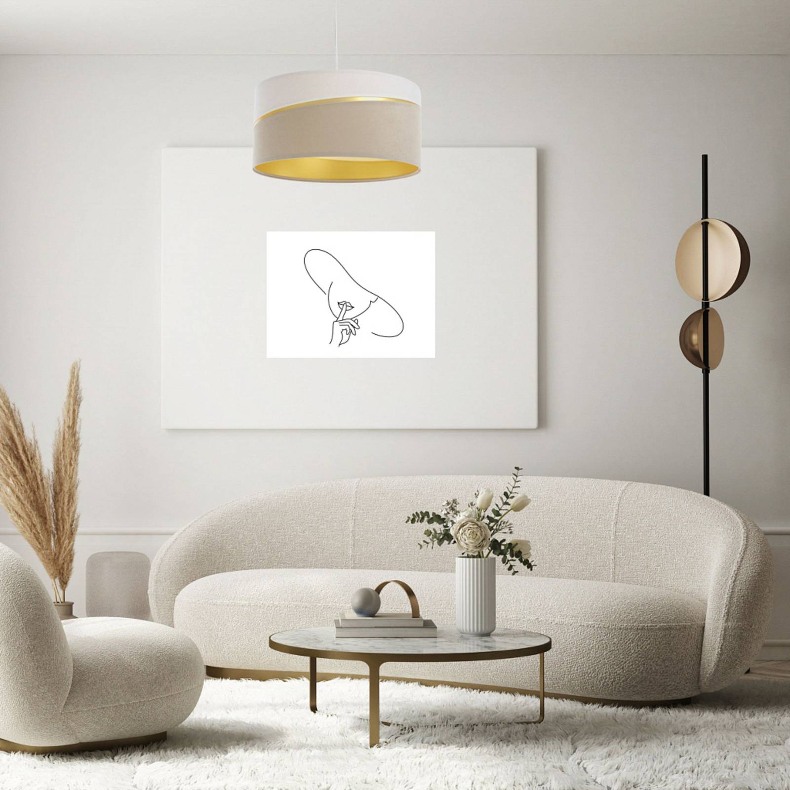 Hängeleuchte Susan, einflammig, weiß/beige/gold Hängeleuchte Susan, einflammig, weiß/beige/gold von Maco Design