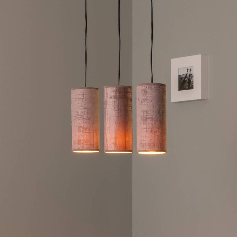 Pendellampe Joni, Textil, 3fl lang, rosé-gold von Euluna