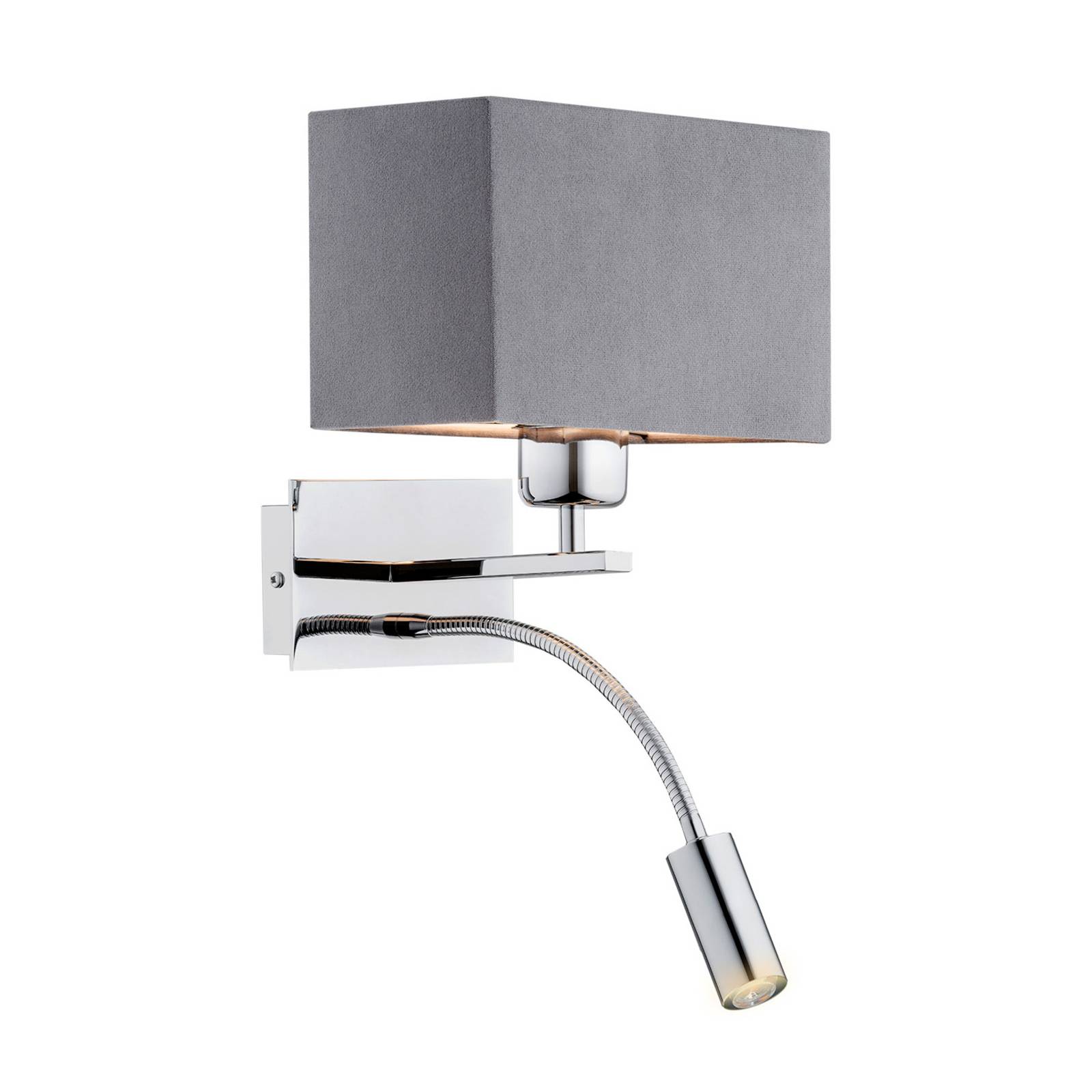 Wandlampe Harry, eckig, chrom/chrom/dunkelgrau Wandlampe Harry, eckig, chrom/chrom/dunkelgrau von Euluna