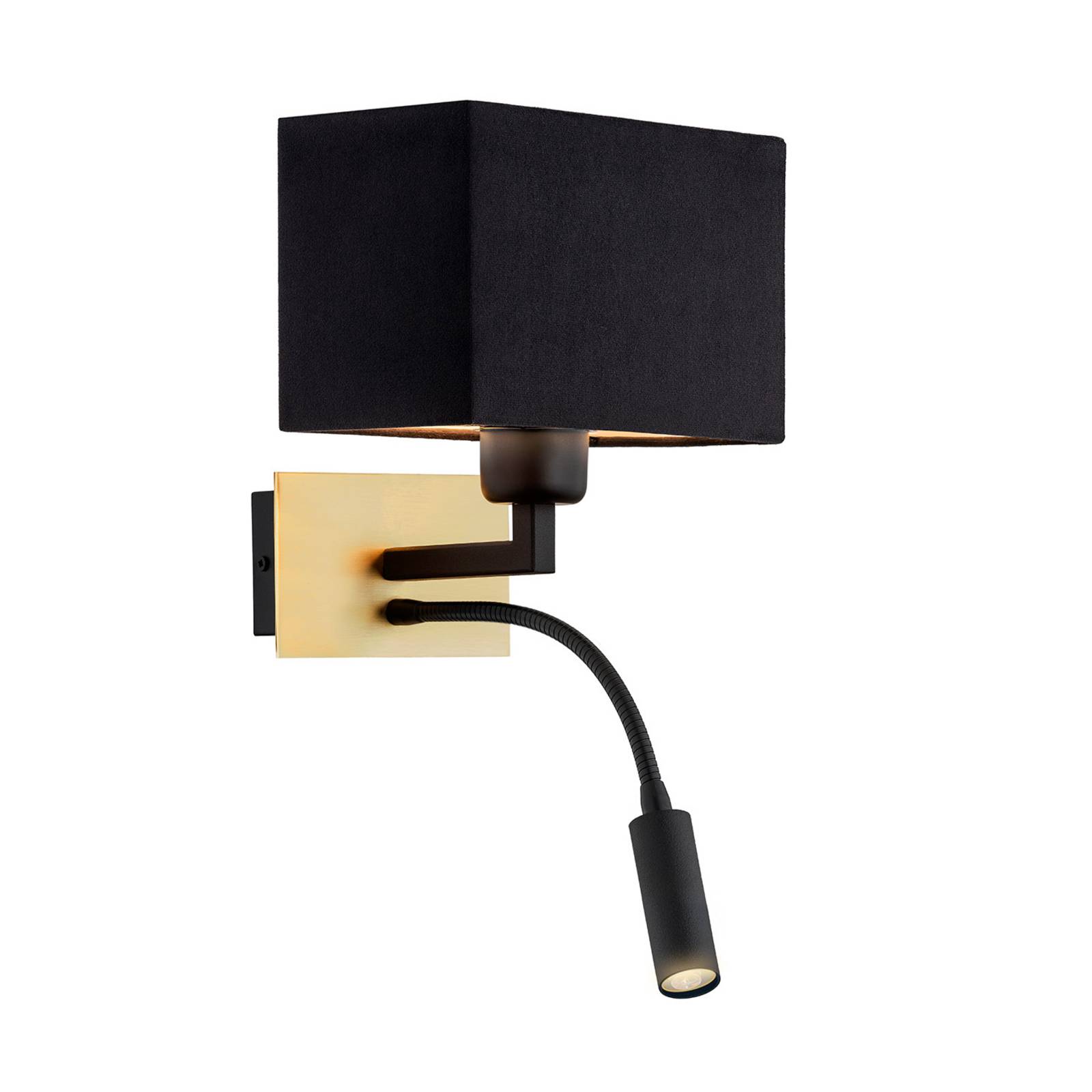 Wandlampe Harry, eckig, messing/schwarz/schwarz Wandlampe Harry, eckig, messing/schwarz/schwarz von Euluna