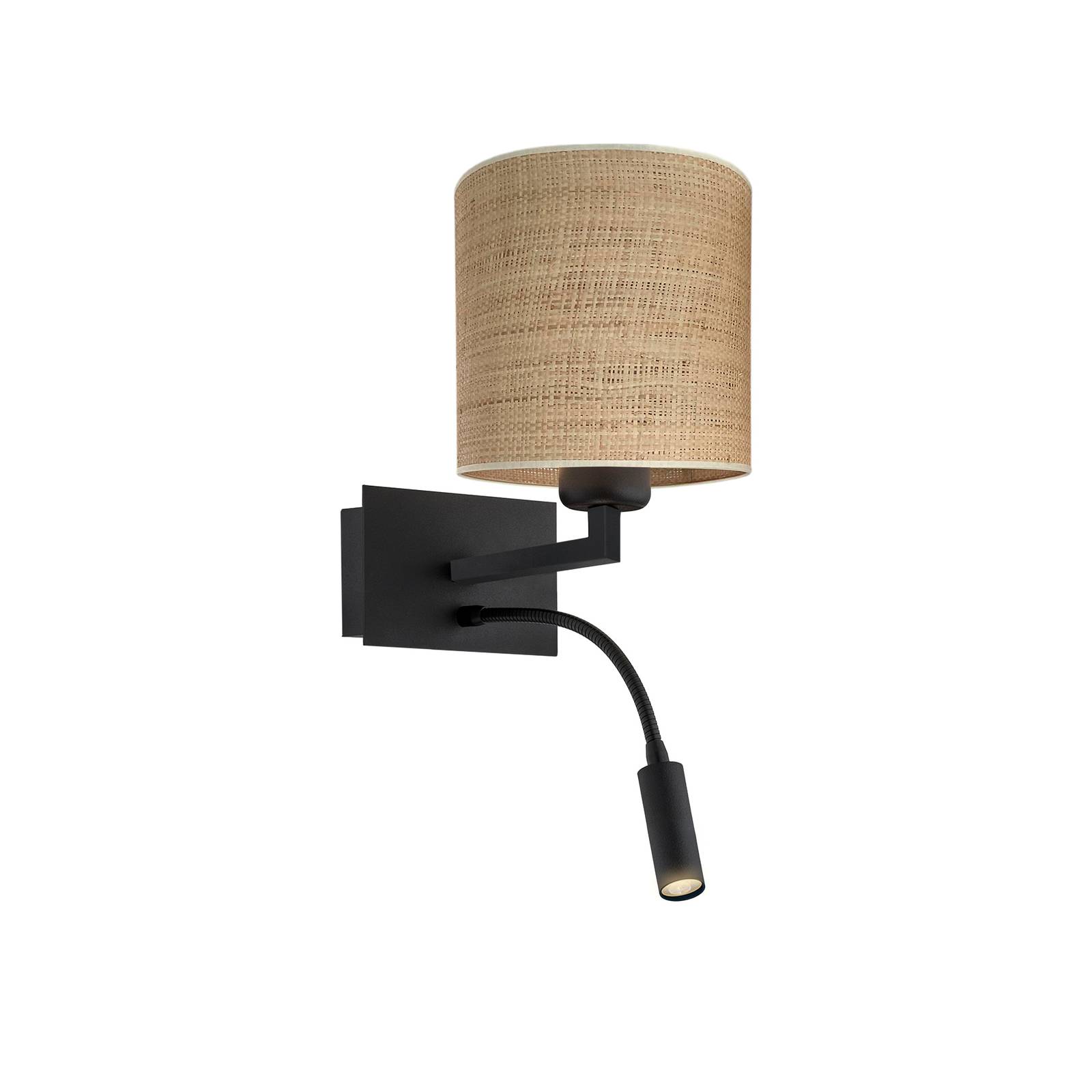 Wandlampe Harry, rund, schwarz/Jute hell von Euluna