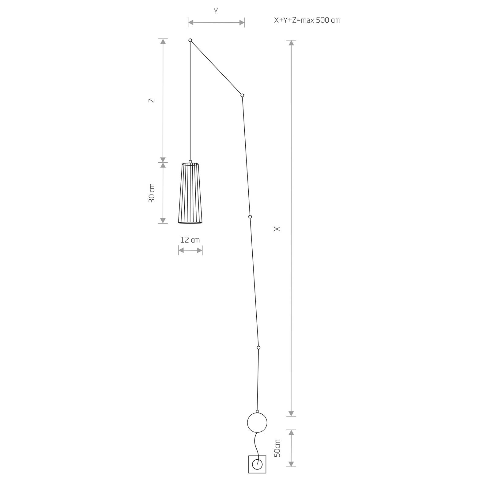 Wandleuchte Dover mit Stecker, schwarz, einflammig von Euluna