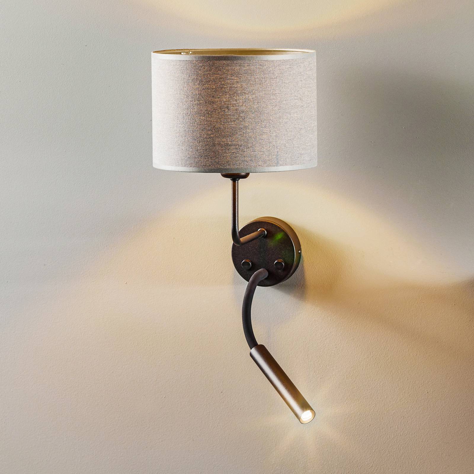 Wandleuchte Hotel Plus mit Leselicht, grau Wandleuchte Hotel Plus mit Leselicht, grau von Nowodvorski Lighting