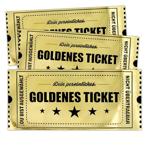 3 Stück Goldenes Ticket | Freirubbeln Gutschein zum selber ausfüllen mit Rubbelaufkleber | Rubbelkarte zum beschriften | Geschenke Männer Geburtstagsgeschenk Geschenkidee Frauen von Eummel