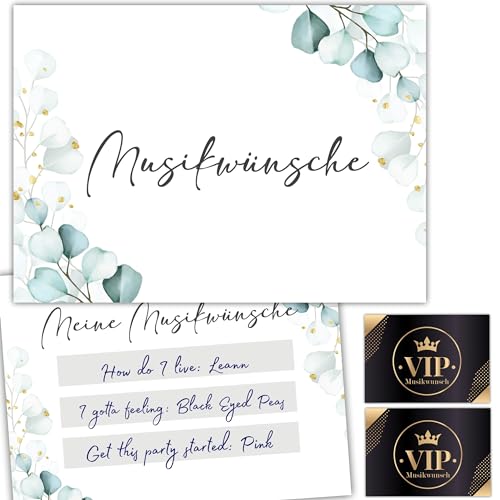Eummel 50 Musikwunschkarten inkl. VIP Karten Hochzeit Musikwunsch Dj Karten Geburtstag Boho Musikwünsche Musikkarten Partykarten von Eummel