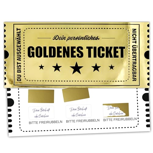 Goldenes Ticket | Freirubbeln Gutschein zum selber ausfüllen mit Rubbelaufkleber | Rubbelkarte zum beschriften | Geschenke Männer Geburtstagsgeschenk Geschenkidee Frauen Geburtstag Goldenes Ticket | Freirubbeln Gutschein zum selber ausfüllen mit Rubbelaufkleber | Rubbelkarte zum beschriften | Geschenke Männer Geburtstagsgeschenk Geschenkidee Frauen Geburtstag von Eummel