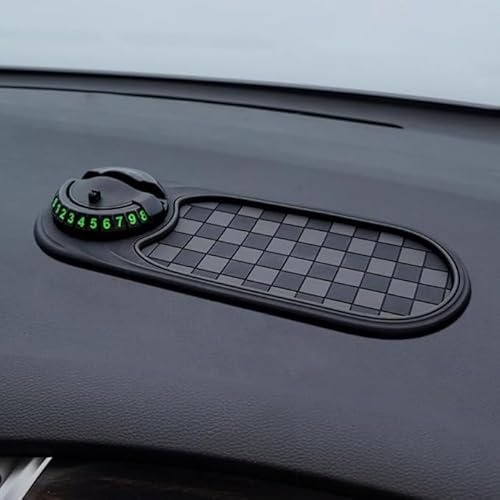 Eunmsi Multifunction Car Anti-Slip Mat, CaR Dashboard Mobile Phone Holder,Rotatable Anti Skid CAR Dashboard Pad,with Temporary Parking Numbe Pad for Phones, Sunglasses,Keys,Gadgets (Gray-Black) von Eunmsi