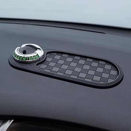 Eunmsi Multifunction Car Anti-Slip Mat, CaR Dashboard Mobile Phone Holder,Rotatable Anti Skid CAR Dashboard Pad,with Temporary Parking Numbe Pad for Phones, Sunglasses,Keys,Gadgets (Gray-Silver) von Eunmsi