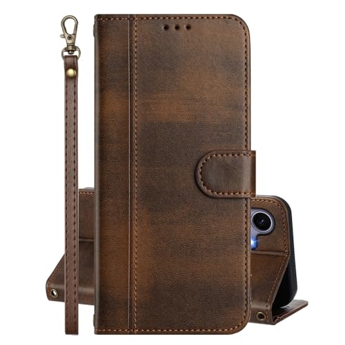 EuoDuo Hülle Kompatibel mit Oppo A36 4G / A76 4G / A96 4G Handyhülle Vintage Lederhülle Klappbar Magnetverschluss Schutzhülle Kartenhalter Tasche Flip Cover - Braun von EuoDuo