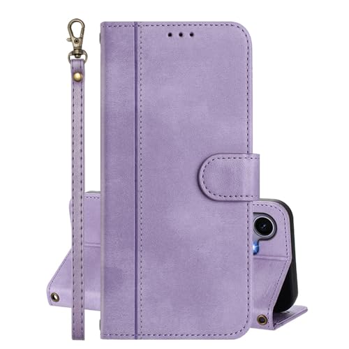 EuoDuo Hülle Kompatibel mit Xiaomi Redmi Note 14 Pro 5G Handyhülle Vintage Lederhülle Klappbar Magnetverschluss Schutzhülle Kartenhalter Tasche Flip Cover - Lavendel von EuoDuo