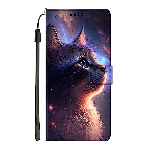 EuoDuo Kompatibel mit Samsung Galaxy A54 5G Hülle zum Klappen PU Leder Handyhülle Handytasche mit Tier Motiv Magnet Kartenfach Tasche Flip Cover Etui Schutzhülle - Kätzchen von EuoDuo