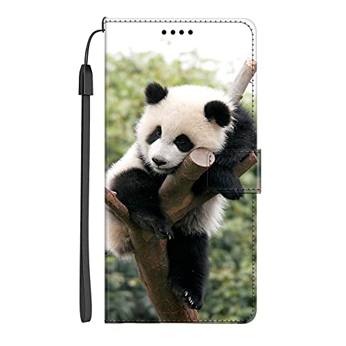 EuoDuo Kompatibel mit Samsung Galaxy A71 PU Leder Hülle Wallet Flip Case Handy Tasche Klapphülle Handyhülle mit Kartenfach Magnet Silikon Bumper Schutzhülle - Panda Bär von EuoDuo