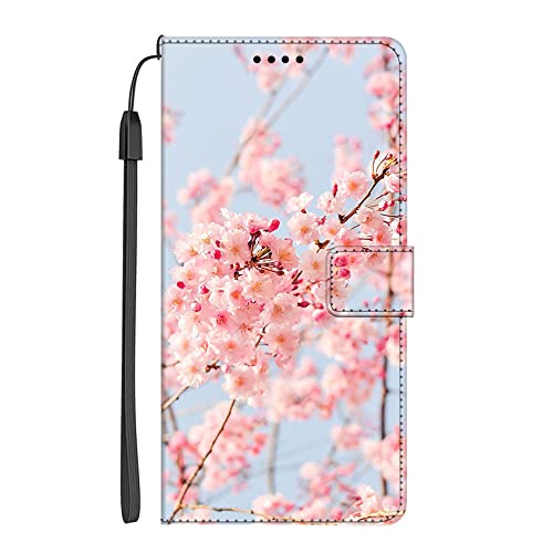 EuoDuo Kompatibel mit Samsung Galaxy S8 PU Leder Hülle Wallet Flip Case Handy Tasche Klapphülle Handyhülle mit Kartenfach Magnet Silikon Bumper Schutzhülle - Kirschblüte von EuoDuo