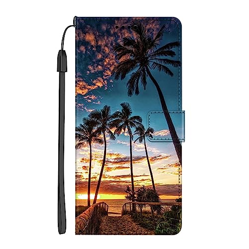 EuoDuo Kompatibel mit Xiaomi Mi 11 Lite 4G / 5G / NE Hülle zum Klappen PU Leder Handyhülle Handytasche mit Tier Motiv Magnet Kartenfach Tasche Flip Cover Etui Schutzhülle - Sommer Strand von EuoDuo