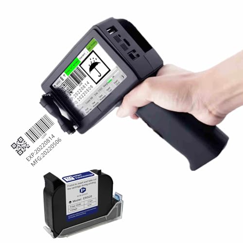 Eurannit Thermo-Tintenstrahldrucker, 12,7 mm, WLAN-Verbindung, kabelloser App-Steuerungsdatumcoder, mit 42 ml schnell trocknenden Tintenpatronen für Text-QR-Barcode, Chargennummer, Logo, Ablaufdatum von Eurannit