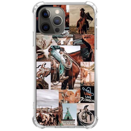 Eurdosmk Cowboy Cowgirl Reiten Pferd Hülle Kompatibel mit iPhone 12 und iPhone 12 Pro, Hippie Aesthetic Wild West Scenery Case für iPhone 12 und iPhone 12 Pro, Trendy Cool TPU Bumper Handyhülle Cover von Eurdosmk