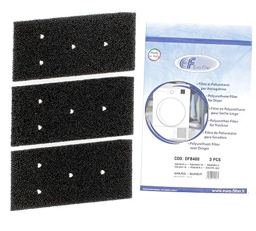 3 STÜCK Euro Filter für Bauknecht Privileg Whirlpool HX 481010716911 Trockner Wärmepumpentrockner | Fein-Grob | 230 x 115 x 14mm | Schwammfilter Filtermatte Kondenstrockner von Euro Filter