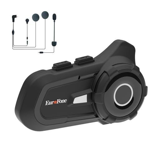 EuroFone S2 Motorradhelm-Gegensprechanlage,800 Meter 2 Fahrer Bluetooth Helm Gegensprechanlage mit CVC Lärm Sound Qualität Lautsprecher Kommunikationssysteme Motorrad von EuroFone