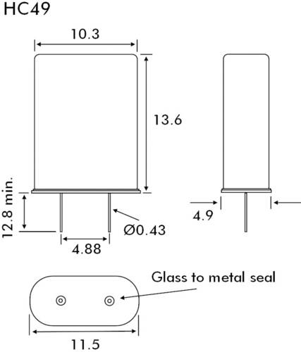 EuroQuartz Quarzkristall QUARZ HC49 HC49 10.000MHz 18pF (L x B x H) 4.9 x 10.3 x 13.6mm von EuroQuartz