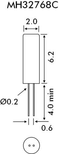 EuroQuartz Quarzkristall QUARZ TC26 Zylinder 32.768kHz 12.5pF (Ø x H) 2mm x 6.2mm von EuroQuartz