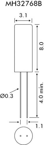 EuroQuartz Quarzkristall QUARZ TC38 Zylinder 32.768kHz 12.5pF (Ø x H) 3.1mm x 8mm von EuroQuartz