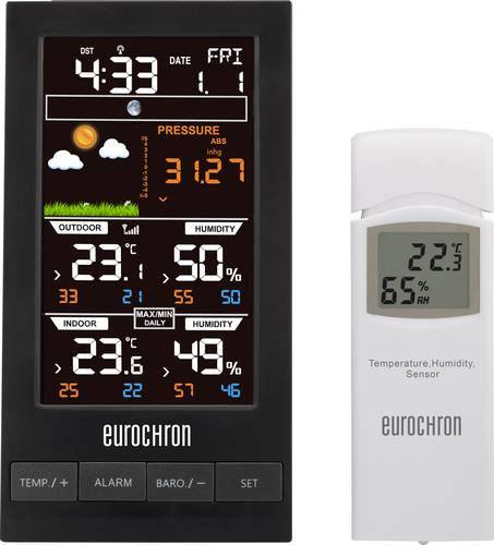 Eurochron EFWS S250 Funk-Wetterstation Vorhersage für 12 bis 24 Stunden Anzahl Sensoren max. 1 von Eurochron