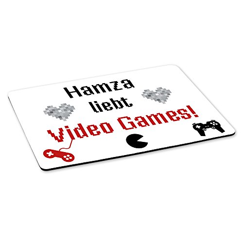 Eurofoto Gaming-Mousepad mit Namen Hamza und schönem Motiv - Hamza liebt Video Games - | Gamer-Mousepad | Mausmatte | Mauspad von Eurofoto