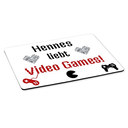 Eurofoto Gaming-Mousepad mit Namen Hennes und schönem Motiv - Hennes liebt Video Games - | Gamer-Mousepad | Mausmatte | Mauspad von Eurofoto