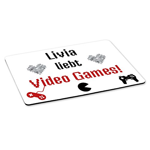 Eurofoto Gaming-Mousepad mit Namen Livia und schönem Motiv - Livia liebt Video Games - | Gamer-Mousepad | Mausmatte | Mauspad von Eurofoto
