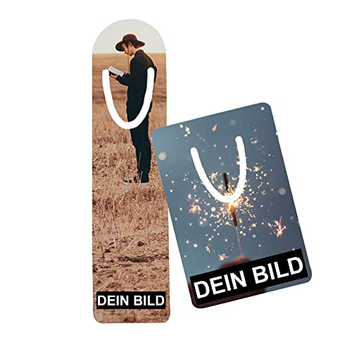 Lesezeichen mit Foto und Text bedrucken - Buchzeichen personalisiert - Größe: 7,5 x 5 cm mit Schlitz von Eurofoto