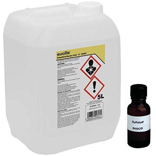 5 L Eurolite B (Basic) Nebelfluid + 30 ml Duftstoff Disco-Energy, Smoke-Fluid, Nebel-Fluid-Flüssigkeit für Nebelmaschine (5 L Fluid -B- + Duft Disco-Energy) von Eurolite