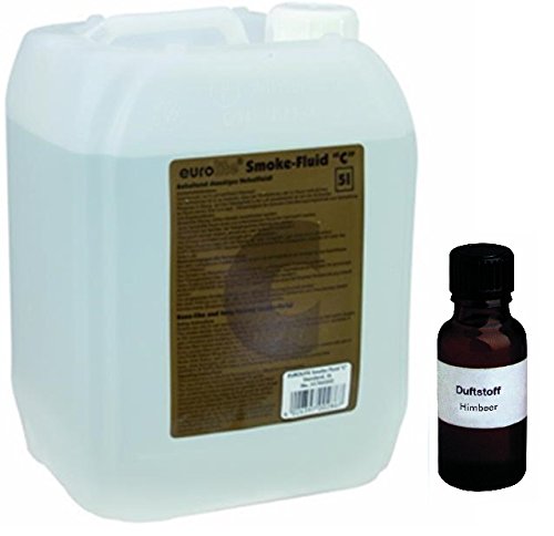 5 Liter Eurolite C (Standard) Nebelfluid + 20 ml Duftstoff Himbeere, Smoke-Fluid, Nebel-Fluid-Flüssigkeit für Nebelmaschine von Eurolite