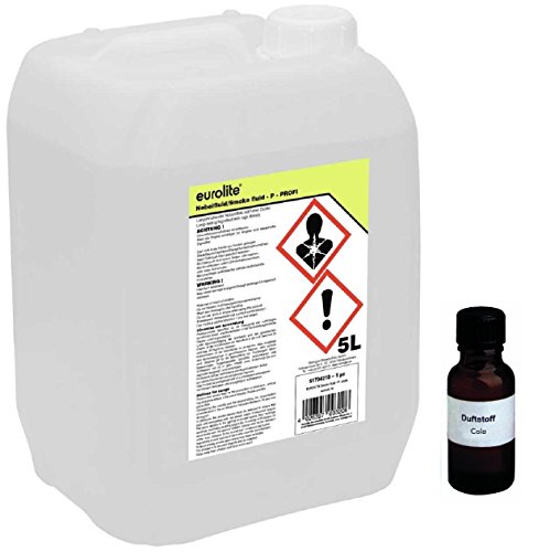 5 Liter Eurolite P (Profi) Nebelfluid + 30 ml Duftstoff Cola, Smoke-Fluid, Nebel-Fluid-Flüssigkeit für Nebelmaschine (5 L Fluid -P- + Duft Coca-Cola) von Eurolite