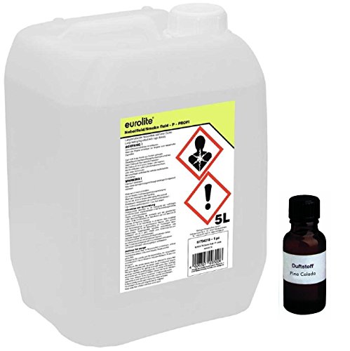 5 Liter Eurolite P (Profi) Nebelfluid + 30 ml Duftstoff Pina Colada, Smoke-Fluid, Nebel-Fluid-Flüssigkeit für Nebelmaschine (5 L Fluid -P- + Duft Pina Colada) von Eurolite