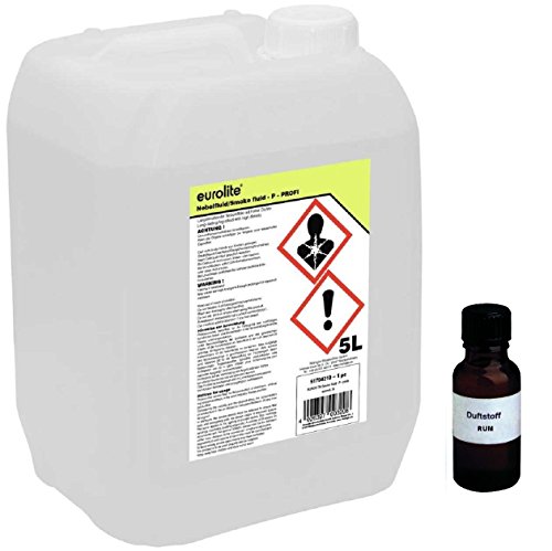 5 Liter Eurolite P (Profi) Nebelfluid + 30 ml Duftstoff Rum, Smoke-Fluid, Nebel-Fluid-Flüssigkeit für Nebelmaschine (5 L Fluid -P- + Duft Rum) von Eurolite