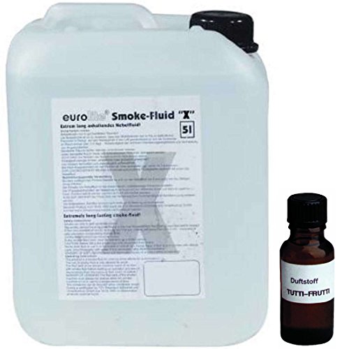 5 Liter Eurolite X (Extrem A2) Nebelfluid + 30 ml Duftstoff Tropic-Tutti-Frutti - Smoke-Fluid, Nebel-Fluid-Flüssigkeit für Nebelmaschine von Eurolite