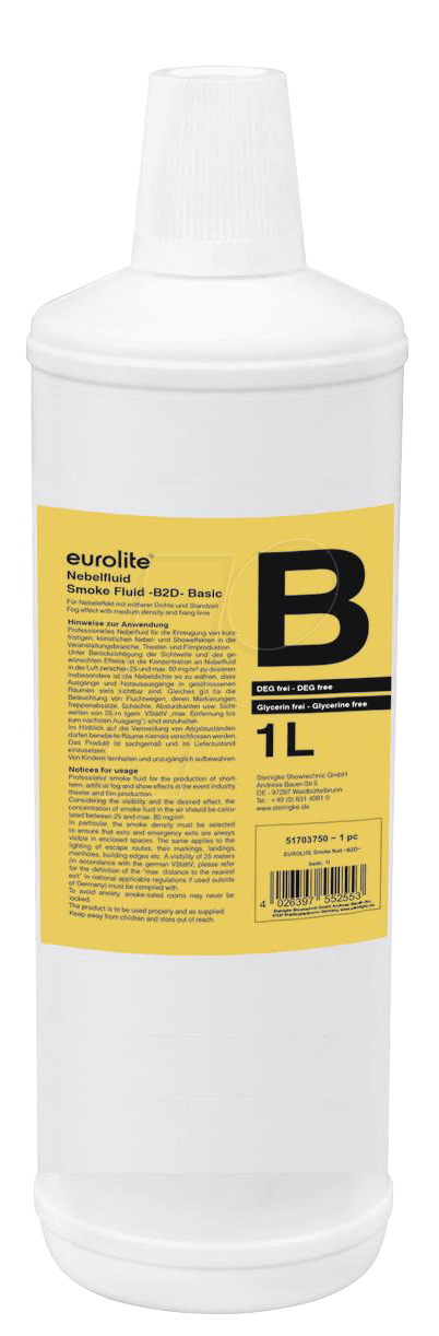 EURO 51703750 - Smoke Fluid B2D Basic , für Nebelmaschinen, 1 l von Eurolite