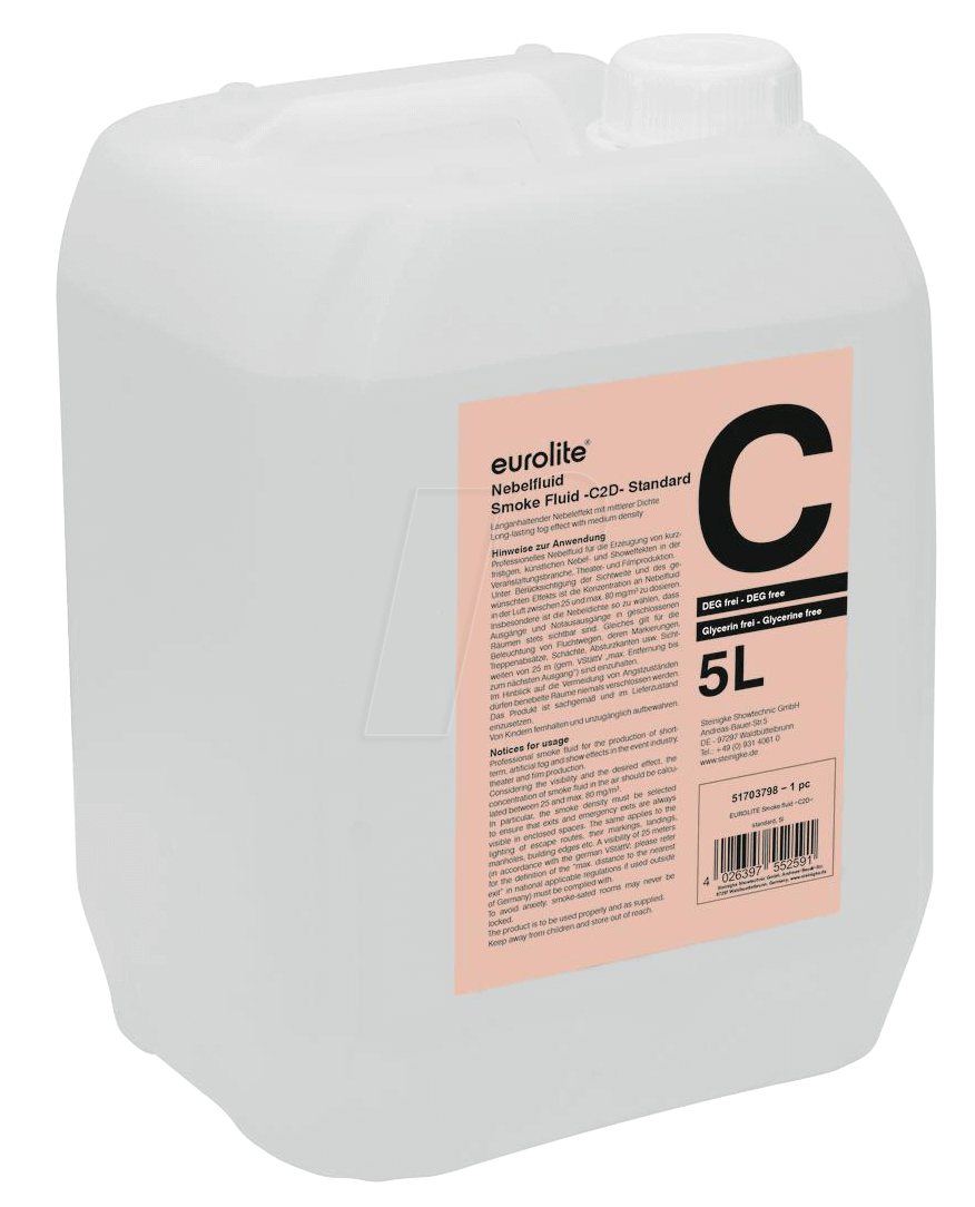 EURO 51703798 - Smoke Fluid C2D Standard , für Nebelmaschinen, 5 l von Eurolite