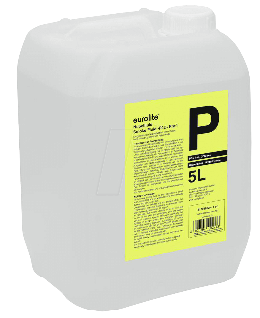 EURO 51703832 - Smoke Fluid P2D Standard , für Nebelmaschinen, 5 l von Eurolite