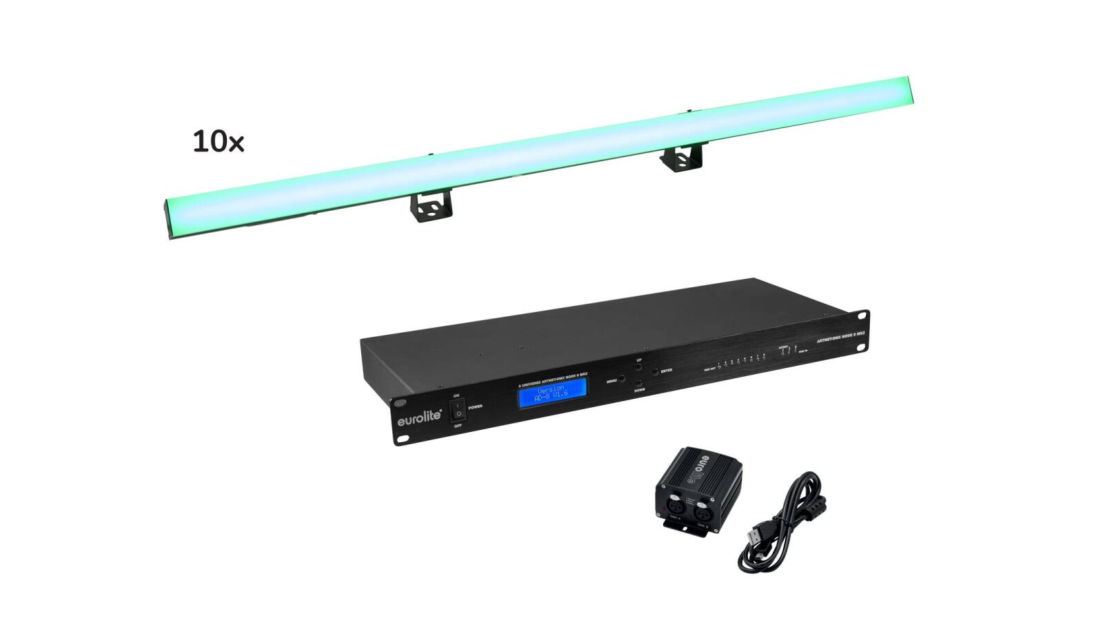 EUROLITE Set 10x LED PR-100/32 Pixel DMX Rail + DMX Software EUROLITE Set 10x LED PR-100/32 Pixel DMX Rail + DMX Software von Eurolite