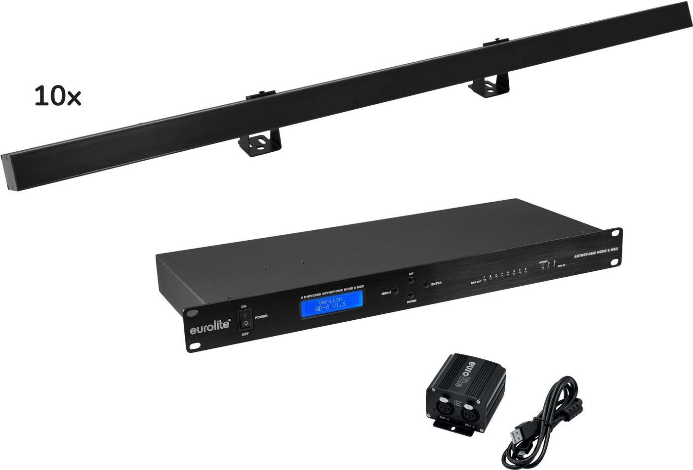 EUROLITE Set 10x LED PR-100/32 Pixel DMX Rail sw + DMX Software (20000806) von Eurolite