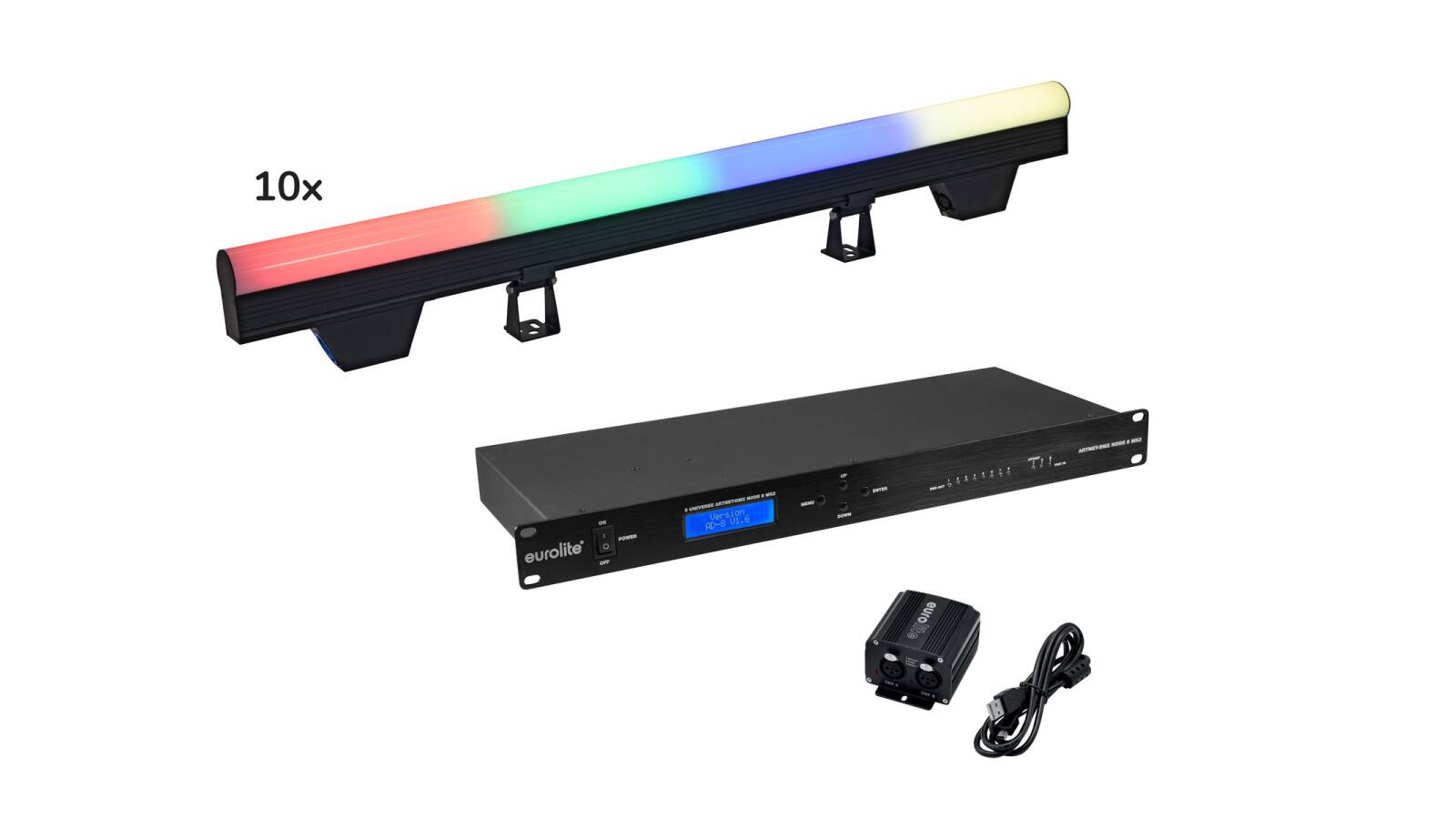 EUROLITE Set 10x LED PT-100/32 Pixel DMX Tube + DMX Software EUROLITE Set 10x LED PT-100/32 Pixel DMX Tube + DMX Software von Eurolite