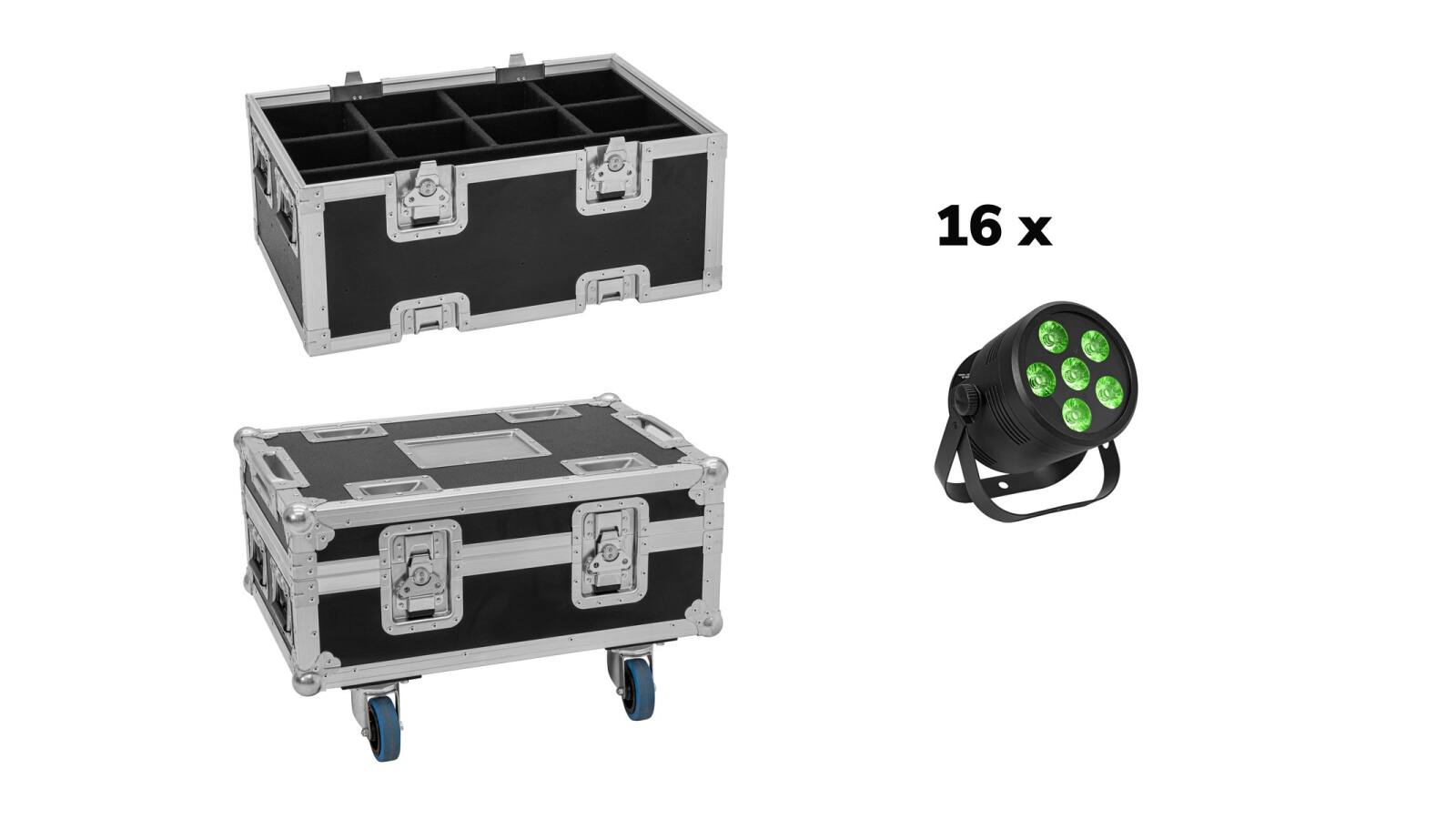 EUROLITE Set 16x LED Silent Par 6 QCL Floor sw + Case EUROLITE Set 16x LED Silent Par 6 QCL Floor sw + Case von Eurolite