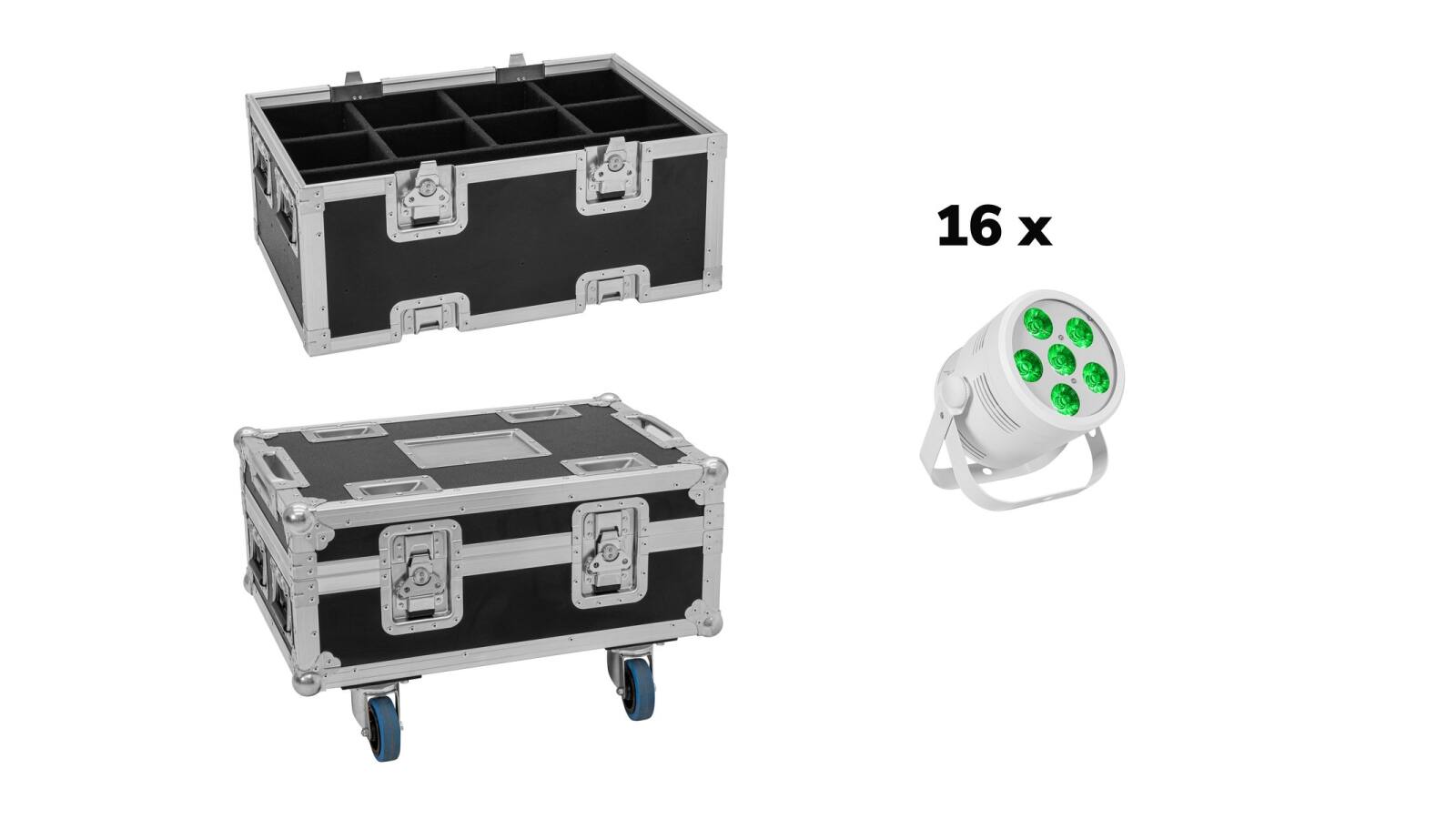 EUROLITE Set 16x LED Silent Par 6 QCL Floor ws + Case EUROLITE Set 16x LED Silent Par 6 QCL Floor ws + Case von Eurolite