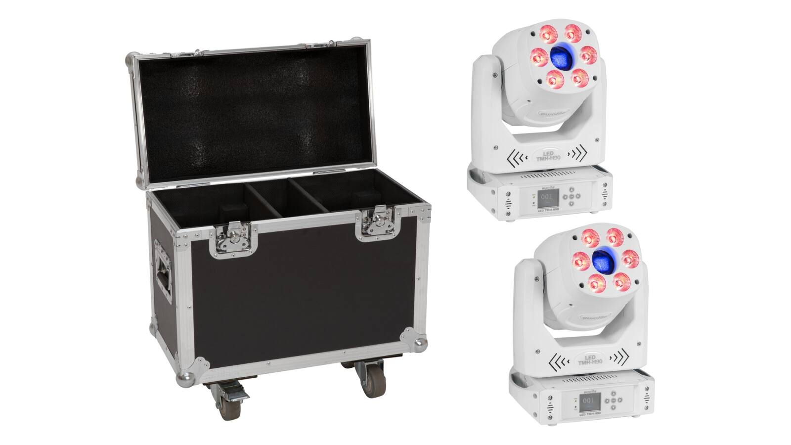 EUROLITE Set 2x LED TMH-H90 Hybrid Moving-Head Spot/Wash COB ws + Case EUROLITE Set 2x LED TMH-H90 Hybrid Moving-Head Spot/Wash COB ws + Case von Eurolite
