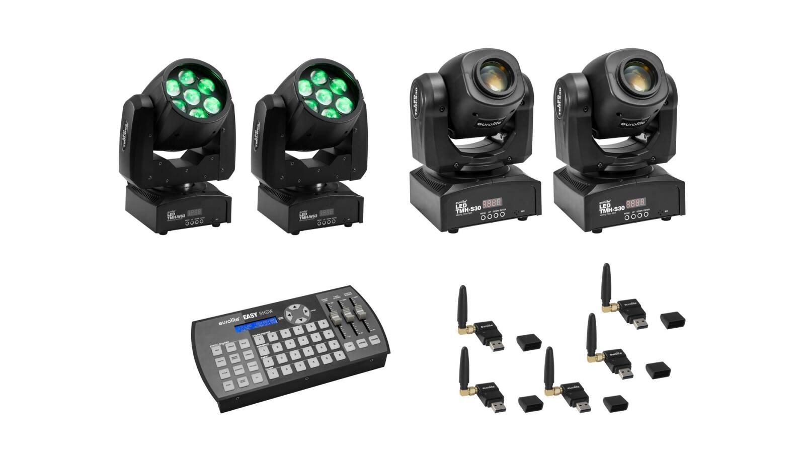 EUROLITE Set 2x LED TMH-W63 + 2x LED TMH-S30 + USB QuickDMX + Easy Show EUROLITE Set 2x LED TMH-W63 + 2x LED TMH-S30 + USB QuickDMX + Easy Show von Eurolite