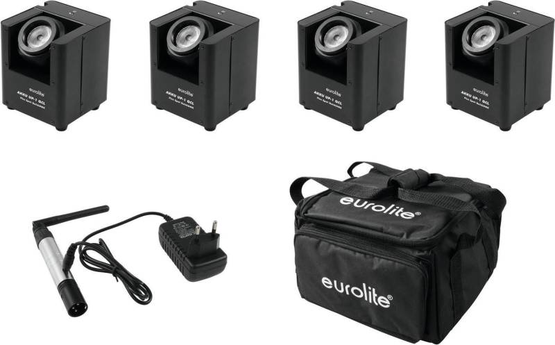 EUROLITE Set 4x AKKU UP-1 + SB-4 Soft-Bag + QuickDMX Funksender (20000267) von Eurolite