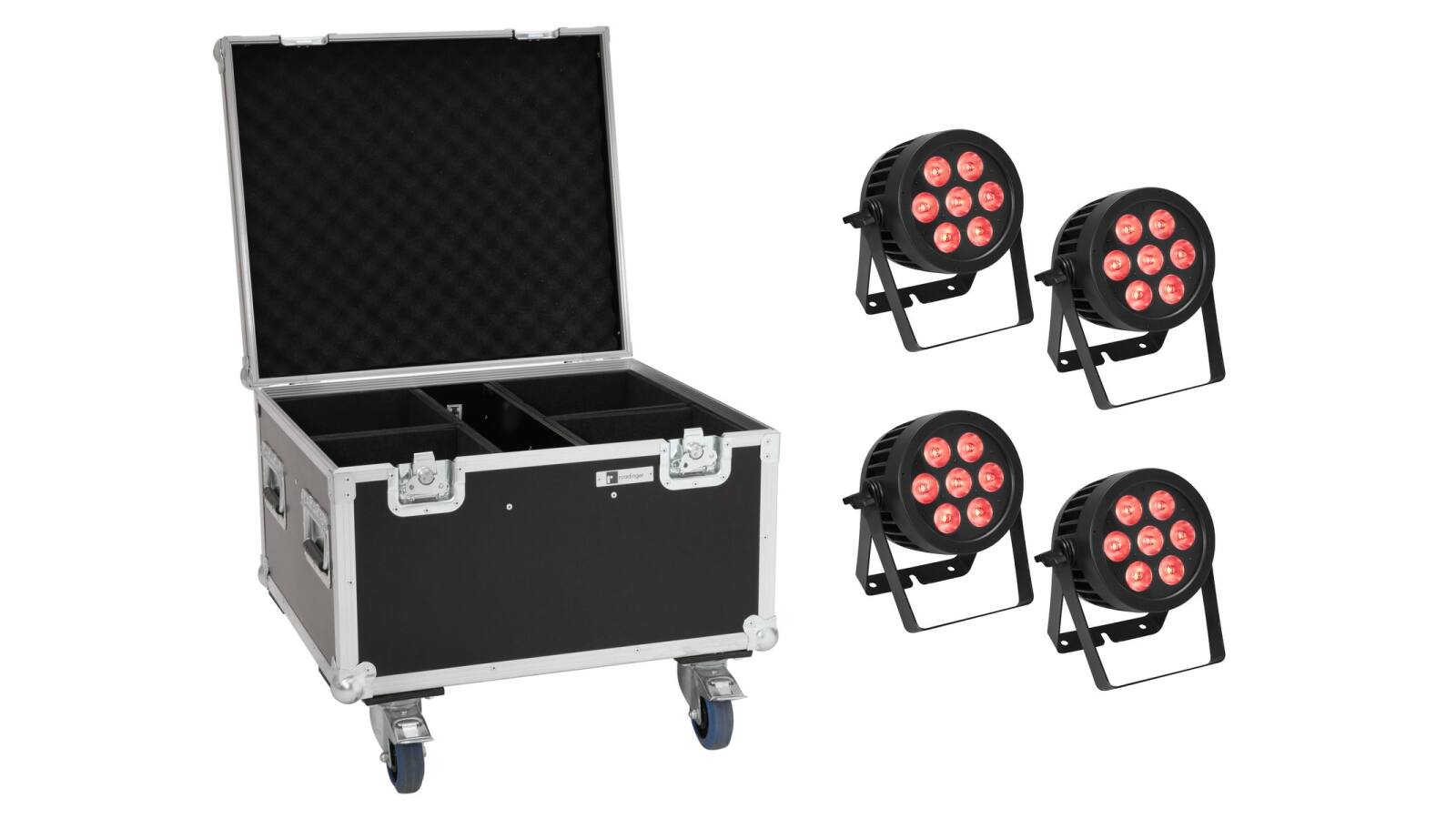 EUROLITE Set 4x LED IP PAR 7x8W QCL Spot + Case mit Rollen EUROLITE Set 4x LED IP PAR 7x8W QCL Spot + Case mit Rollen von Eurolite