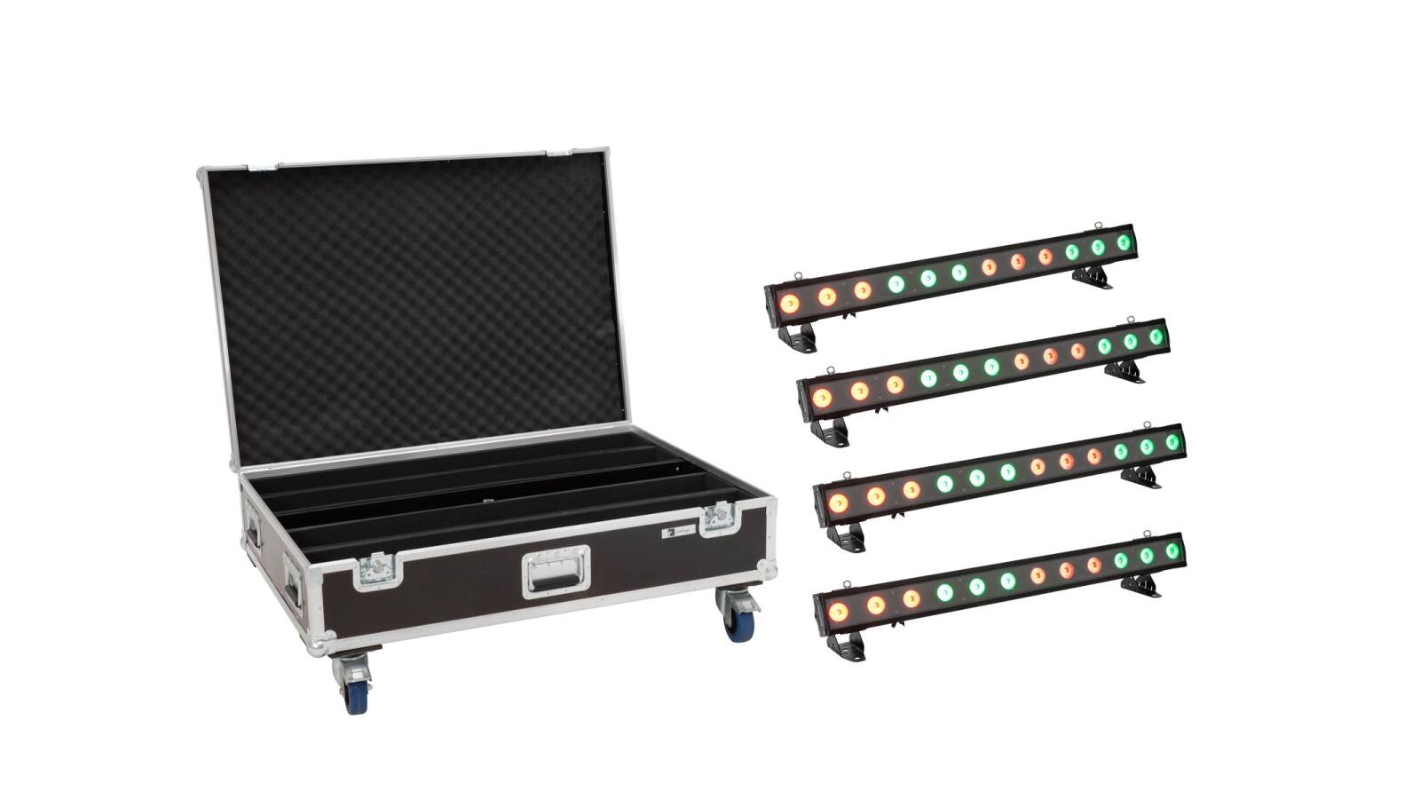 EUROLITE Set 4x LED IP T-PIX 12 HCL Leiste + Case mit Rollen EUROLITE Set 4x LED IP T-PIX 12 HCL Leiste + Case mit Rollen von Eurolite