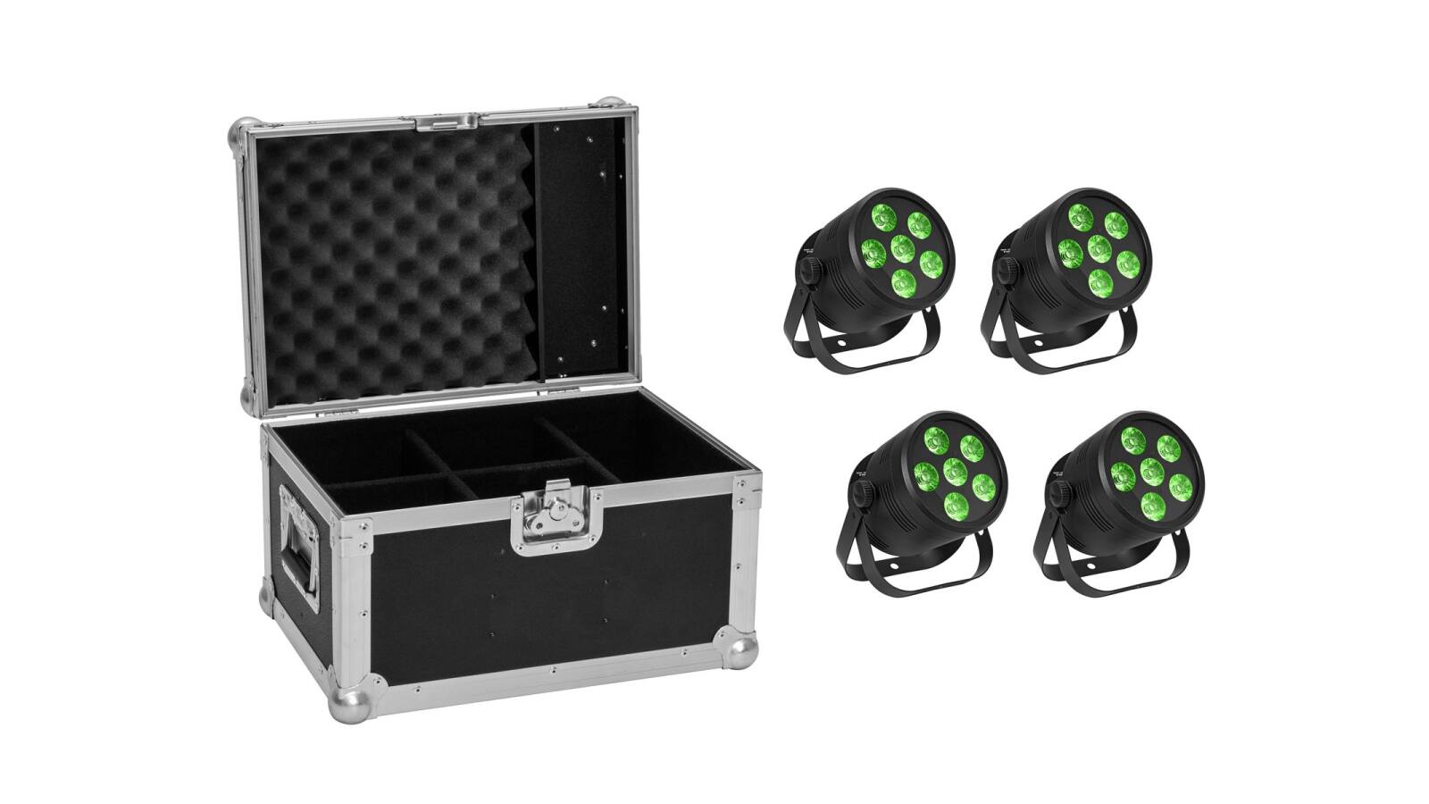 EUROLITE Set 4x LED Silent PAR 6 QCL Floor sw + Case von Eurolite